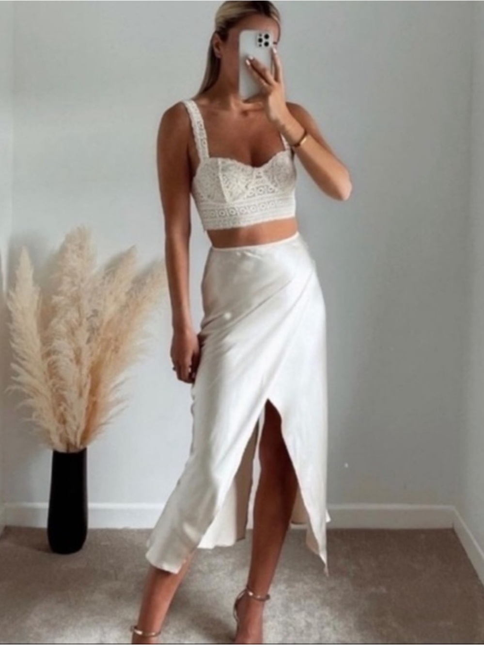 Zara NWT satin finish midi skirt